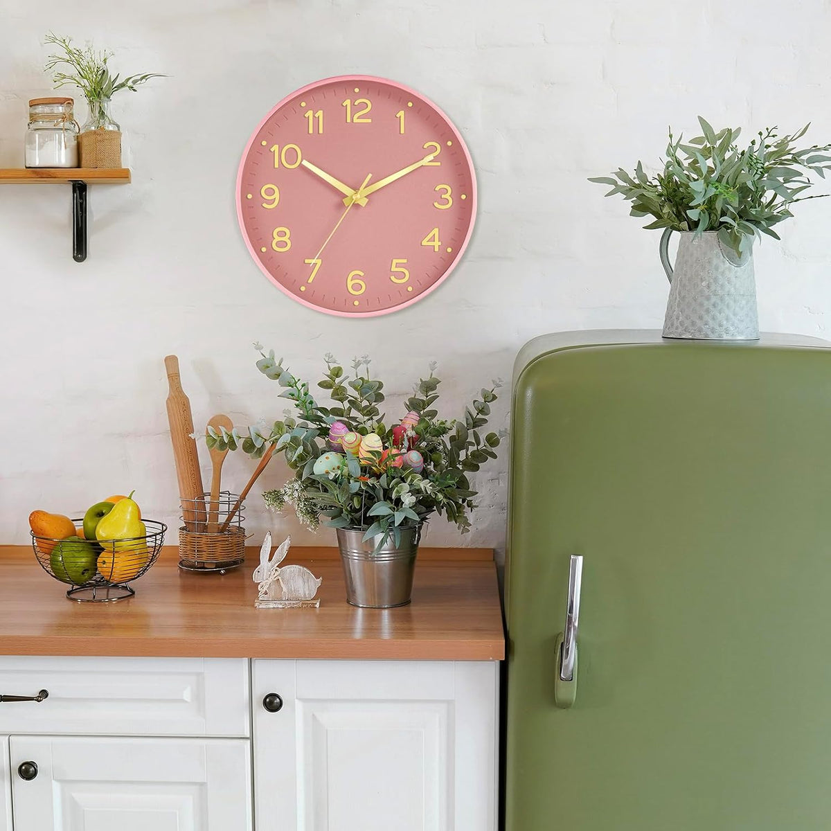8 Inch Wall Clock, Battery Operated Silent Non Ticking Analog