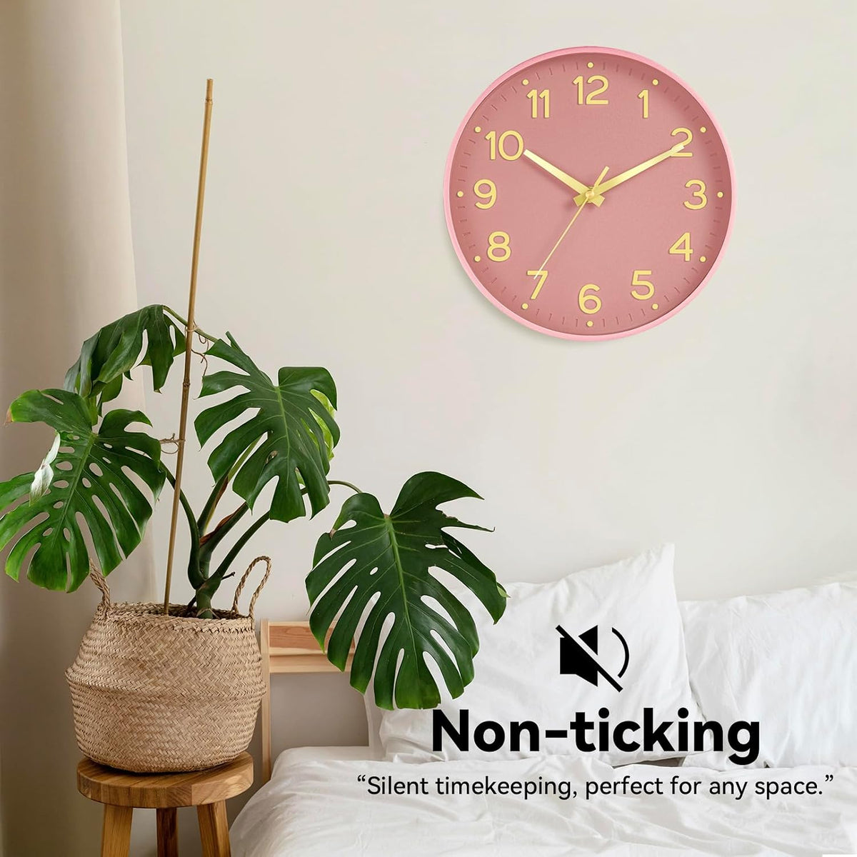 8 Inch Wall Clock, Battery Operated Silent Non Ticking Analog