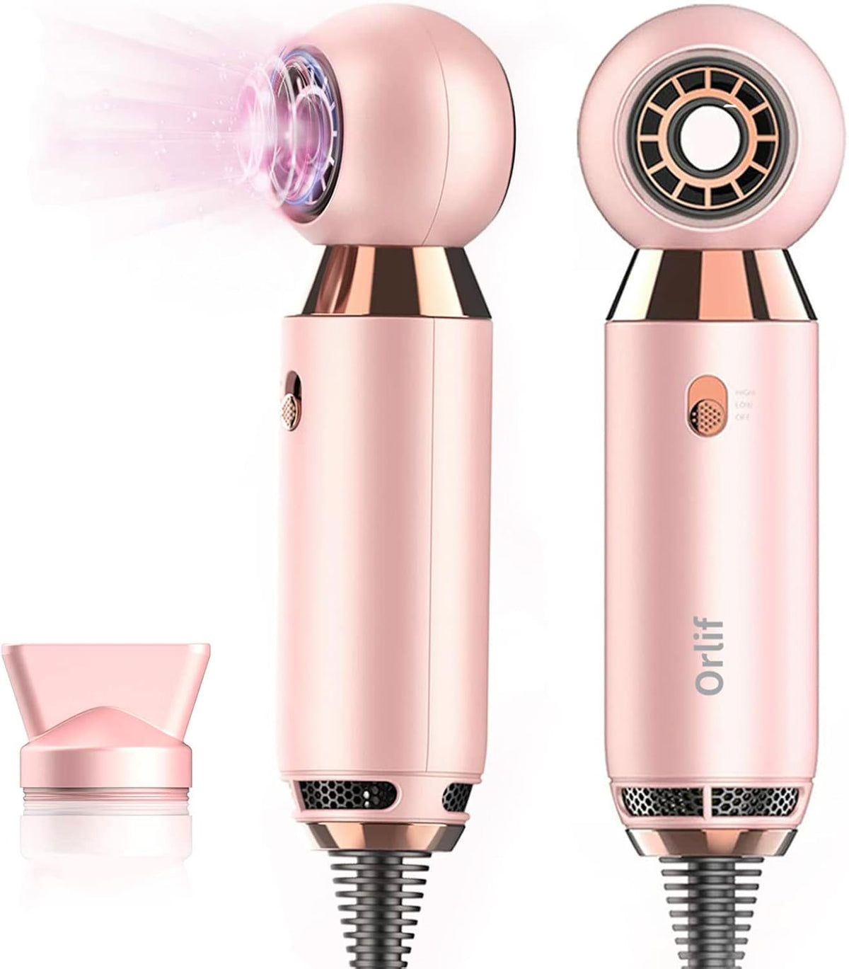Professional Hair Dryer 800 W Lightweight & Compact Blow Dryer Powerful Flow Hair Dryers for Travel and Home Concentrator Nozzle Pink