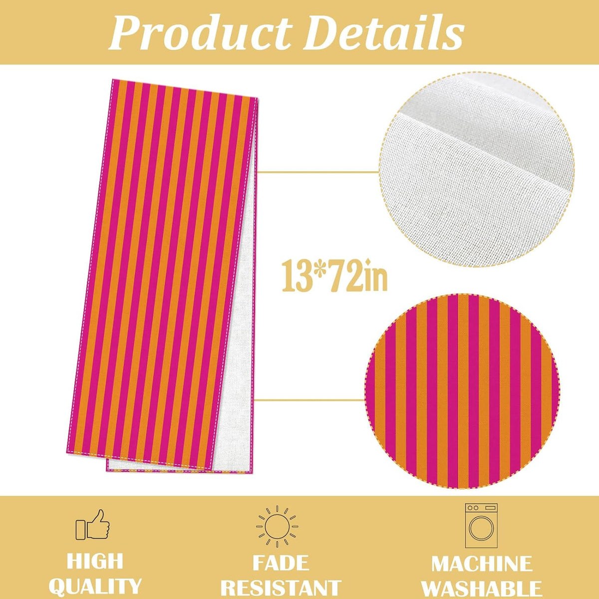 Hot Pink and Orange Cabana Table Runner Senior Sunrise Decorations