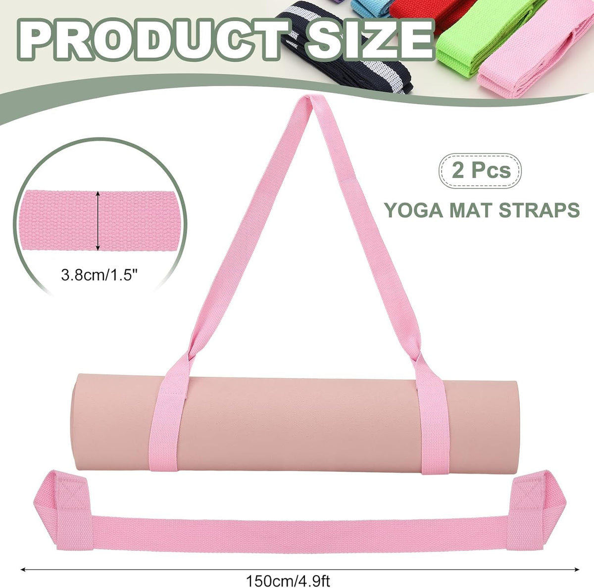 Yoga Mat Straps for Carrying, Adjustable Exercise Mat Sling Holder Multi Purpose Mats Carrier