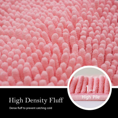 Bathroom Rugs Chenille Bath mat 2 Piece Set, Super Absorbent, Strong PVC Non Slip Backing, Bath mats for Bathroom, Plush Shaggy, Thick, Machine Washable, Bathtub, Shower, Toilet.(Pink)
