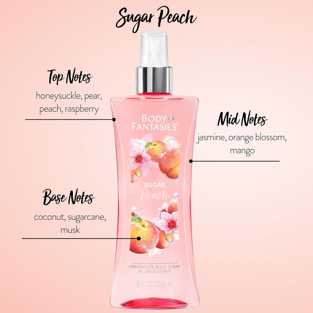 Signature Fragrance Body Spray, Sugar Peach, 8 fl oz