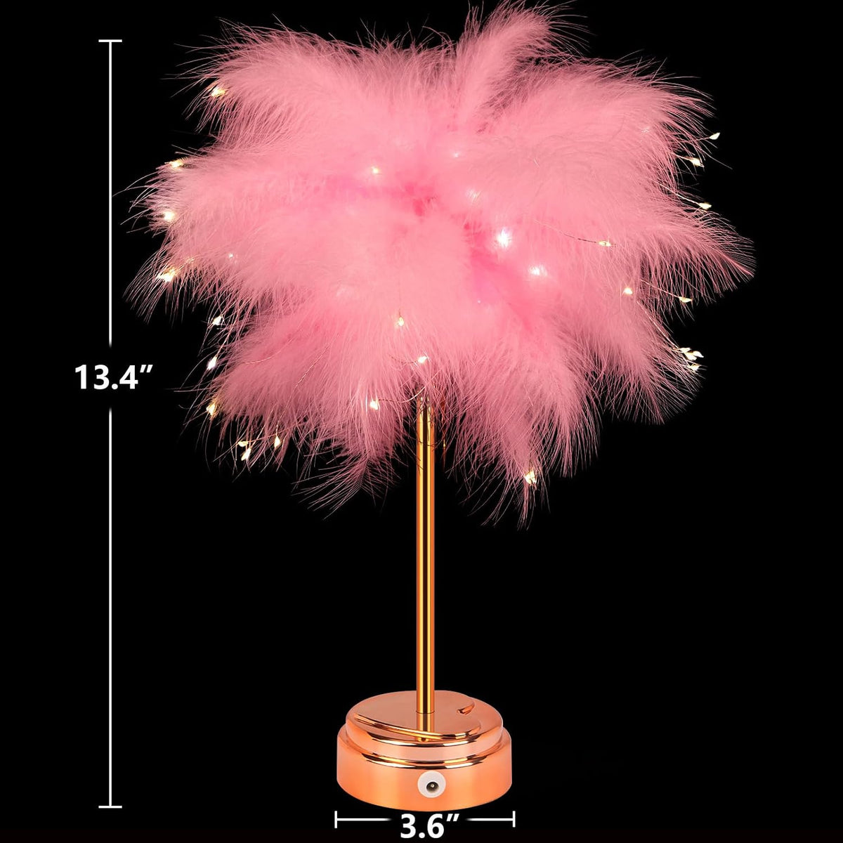 Pink Feather Lamp - LED Atmosphere Feather Night Lights Bedside Lamps for Mother, Girlfriend Home Girl Room Wedding Decoration