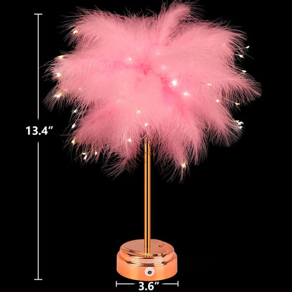 Pink Feather Lamp - LED Atmosphere Feather Night Lights Bedside Lamps for Mother, Girlfriend Home Girl Room Wedding Decoration