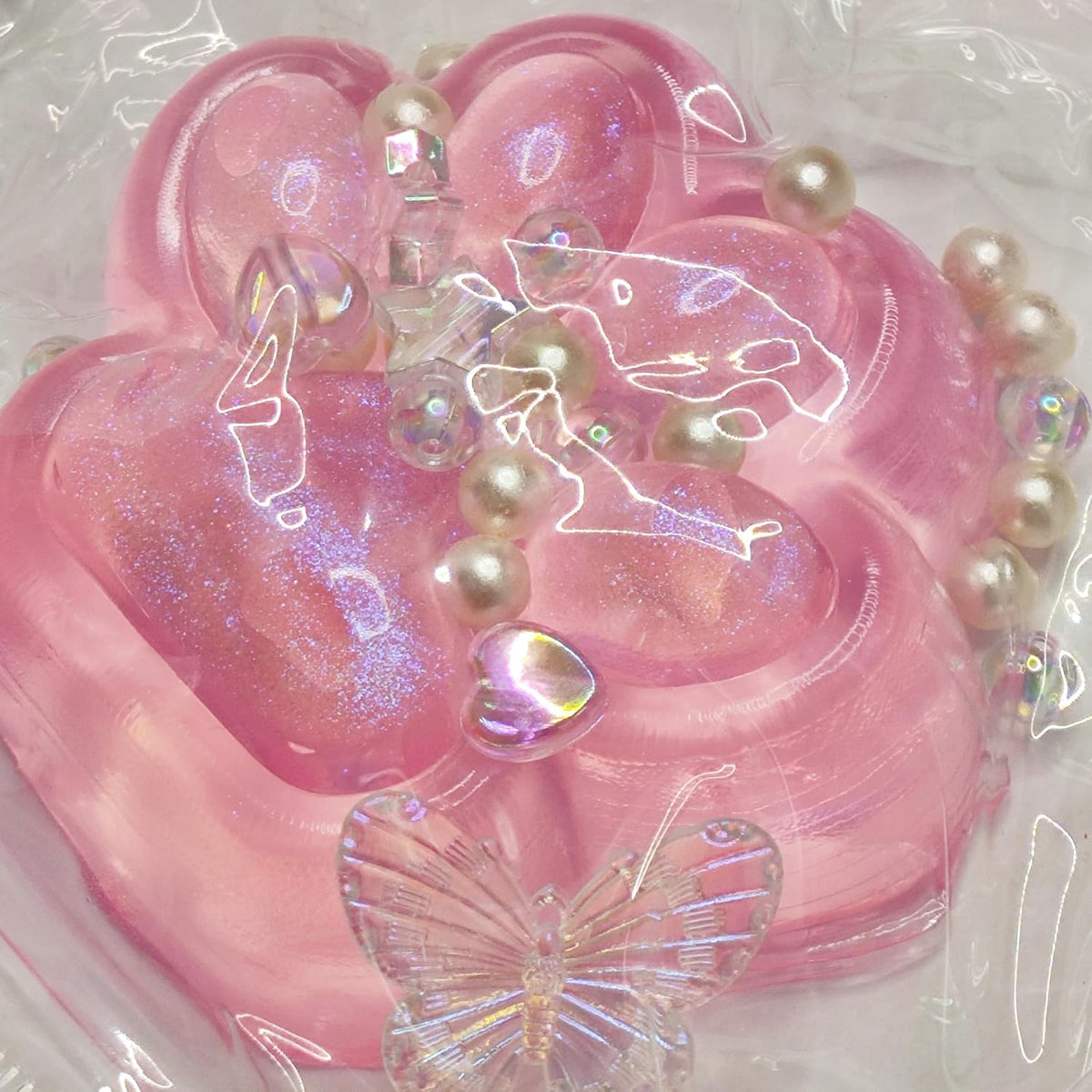 Handmade Cat Paw Squishy Toy, Glitter Pink Squeeze Paw for Stress