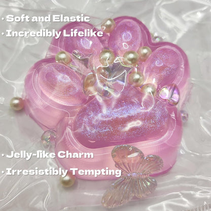 Handmade Cat Paw Squishy Toy, Glitter Pink Squeeze Paw for Stress