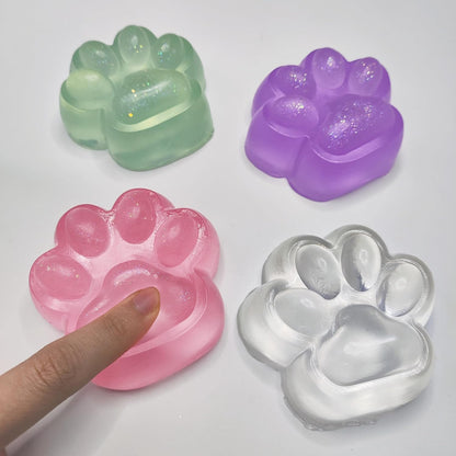 Handmade Cat Paw Squishy Toy, Glitter Pink Squeeze Paw for Stress