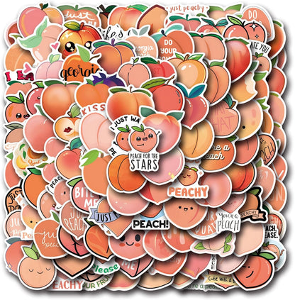 110Pcs Peach Vinyl/PVC Decals for Kids Boys Girls, Cute Peachs Stickers for Water Bottles Laptop Tablet Phone Scrapbook Luggage Skateboard (Peach)