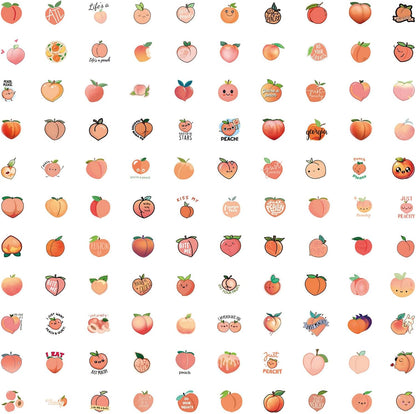110Pcs Peach Vinyl/PVC Decals for Kids Boys Girls, Cute Peachs Stickers for Water Bottles Laptop Tablet Phone Scrapbook Luggage Skateboard (Peach)