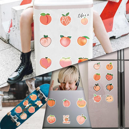 110Pcs Peach Vinyl/PVC Decals for Kids Boys Girls, Cute Peachs Stickers for Water Bottles Laptop Tablet Phone Scrapbook Luggage Skateboard (Peach)