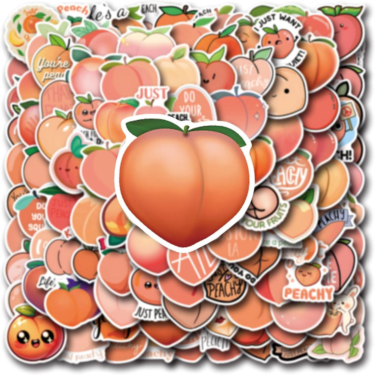 110Pcs Peach Vinyl/PVC Decals for Kids Boys Girls, Cute Peachs Stickers for Water Bottles Laptop Tablet Phone Scrapbook Luggage Skateboard (Peach)