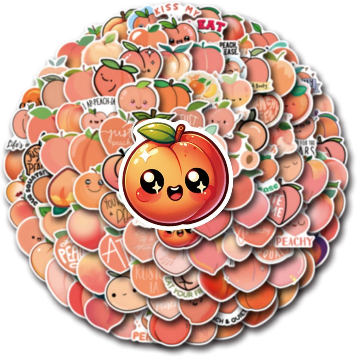 110Pcs Peach Vinyl/PVC Decals for Kids Boys Girls, Cute Peachs Stickers for Water Bottles Laptop Tablet Phone Scrapbook Luggage Skateboard (Peach)