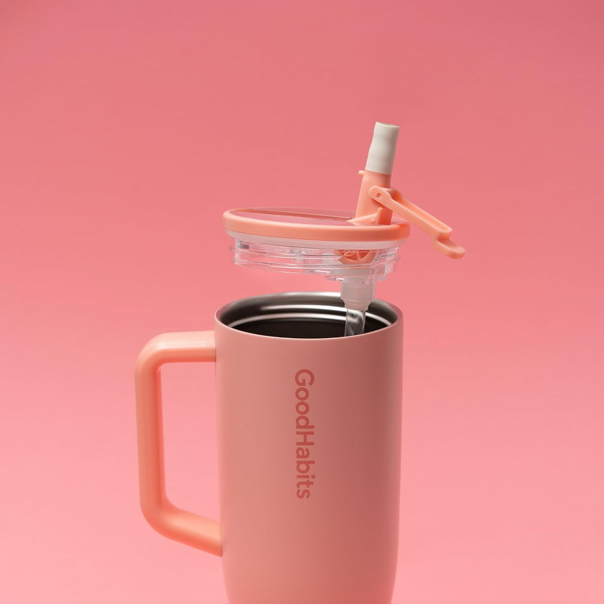 Tumbler 40oz Insulated Stainless Steel with Handle & Straw – Leak-Proof Dust-Free Lid, BPA-Free, Dishwasher Safe Travel Mug & Water Bottle – Keeps Drinks Cold 24H / Hot 12H (Peach Blush)