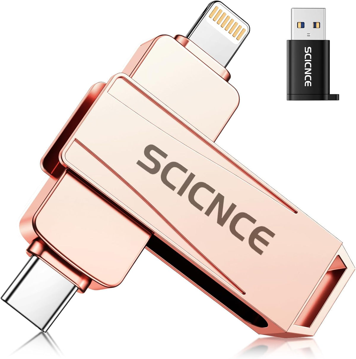 256GB Phone Flash Drive Photo Stick, USB Memory Stick for Photo Video Backup & Storage, No APP Required, Compatible with iPhone iPad Android PC, Rose Pink