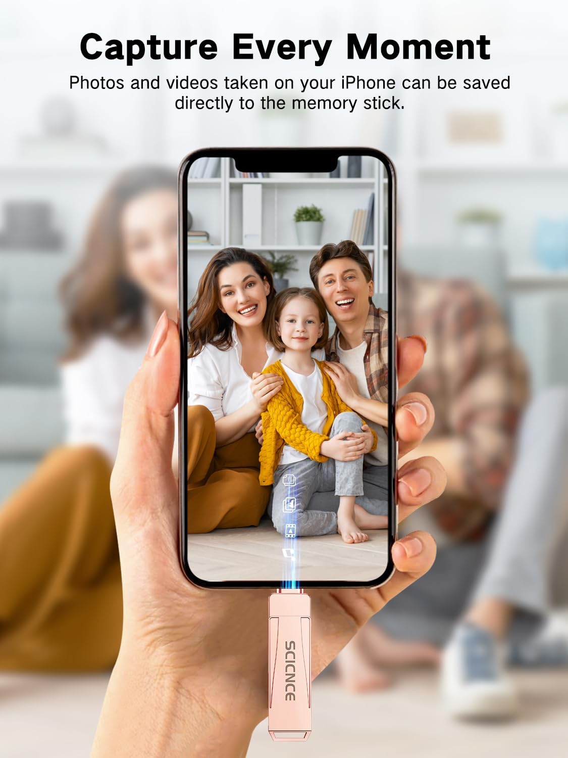 256GB Phone Flash Drive Photo Stick, USB Memory Stick for Photo Video Backup & Storage, No APP Required, Compatible with iPhone iPad Android PC, Rose Pink
