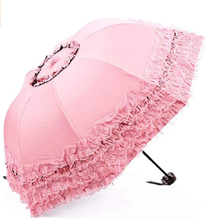 Foldable Travel Umbrella Compact UV Resistance Princess Lace Parasol Umbrella Sun Umbrella for Women Girls