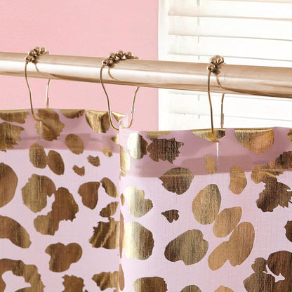 70"x72" Fabric Shower Curtain with 12 Hooks, Blush Gold Leopard 13-Piece Shower Set