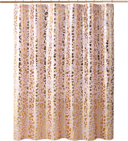 70"x72" Fabric Shower Curtain with 12 Hooks, Blush Gold Leopard 13-Piece Shower Set