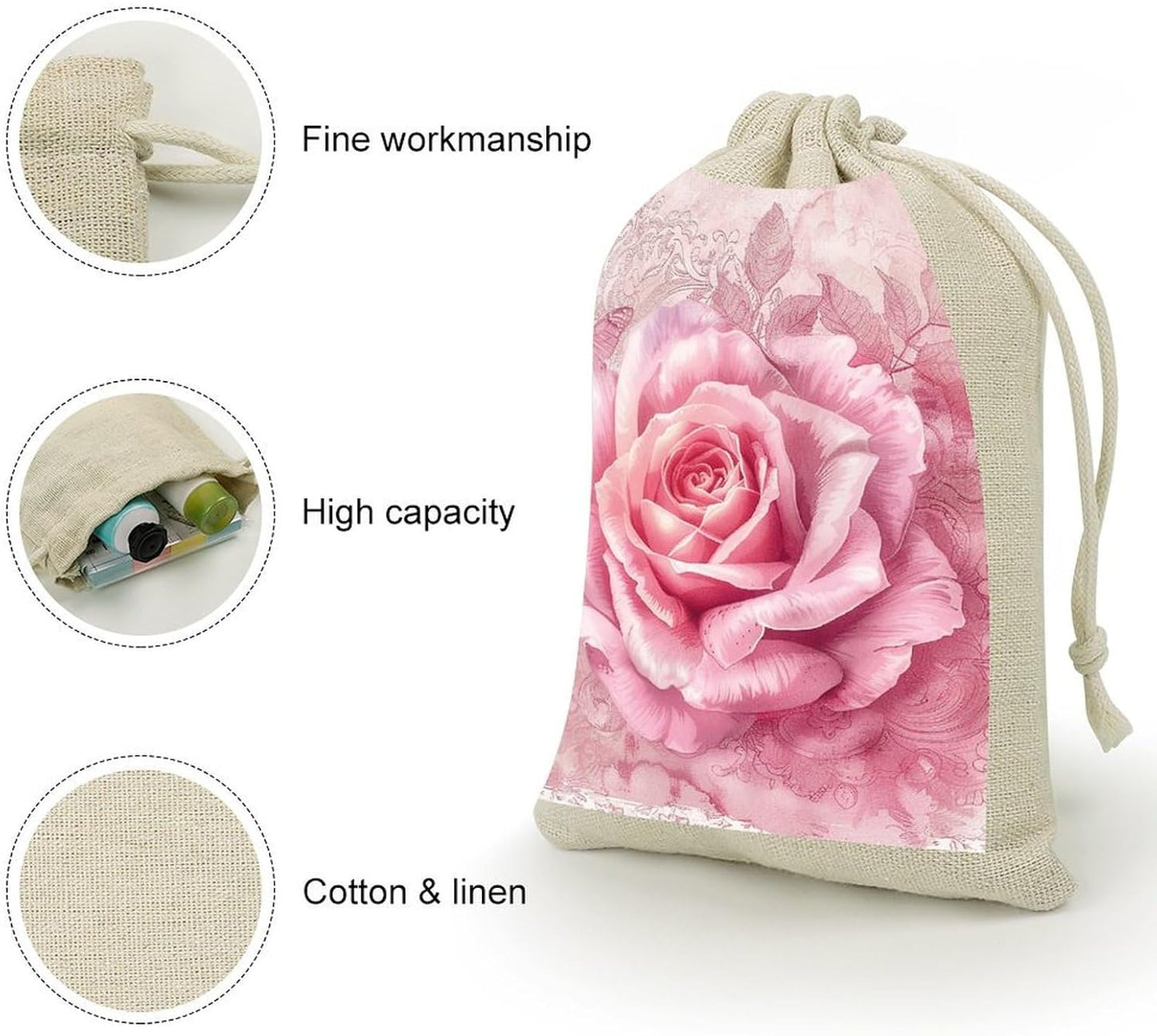 WSOIHFEC Delicate Peach Butterfly Burlap Bags Gift Bag Drawstring Pouch | Burlap Gift Bags with Drawstring Christmas Gift Bag 6.7x5 Inch Reusable Grocery Christmas, Advent, Holiday Gift Wrap