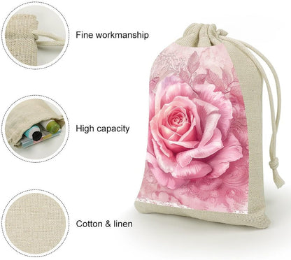WSOIHFEC Delicate Peach Butterfly Burlap Bags Gift Bag Drawstring Pouch | Burlap Gift Bags with Drawstring Christmas Gift Bag 6.7x5 Inch Reusable Grocery Christmas, Advent, Holiday Gift Wrap