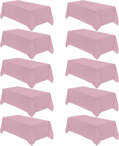 10 Pack 90 * 132inch Pink Rectangle Tablecloth for 6ft Tables