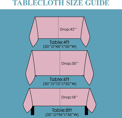 10 Pack 90 * 132inch Pink Rectangle Tablecloth for 6ft Tables