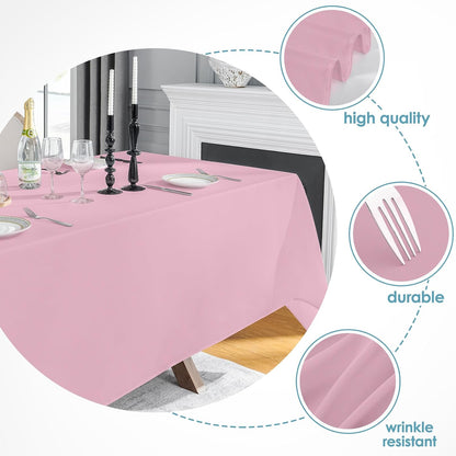 10 Pack 90 * 132inch Pink Rectangle Tablecloth for 6ft Tables