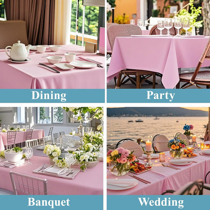 10 Pack 90 * 132inch Pink Rectangle Tablecloth for 6ft Tables
