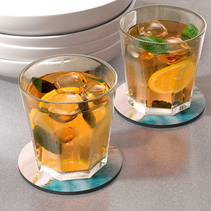 Coasters for Drinks, Set of 6 Absorbent Rubber Drink Coasters for Cup