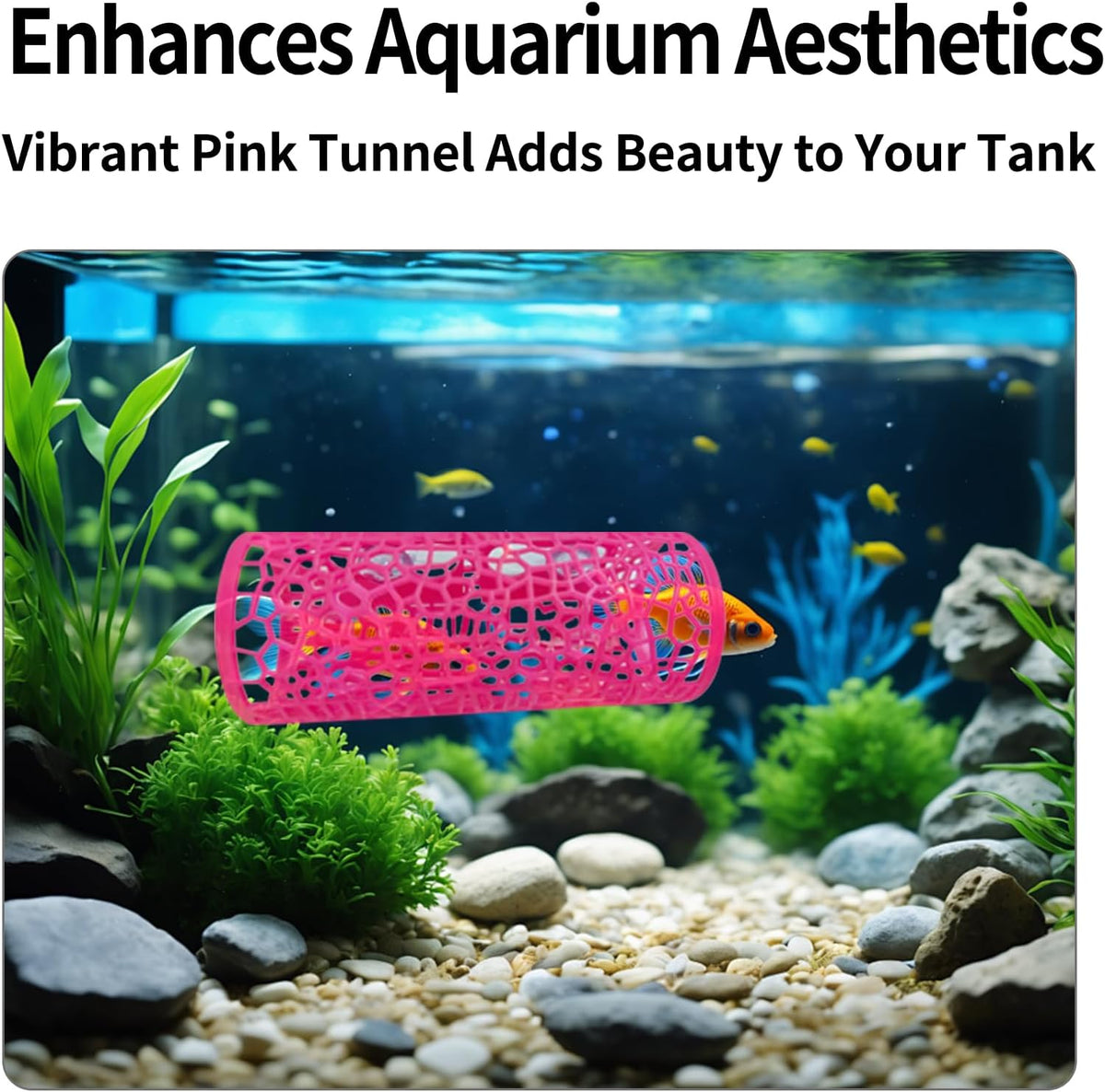 Betta Tunnel Hideout Pink Floating Fish Cave with Suction Cups Betta House for Play Rest and Breeding Aquarium Decor Small Fish Tank Safe Resin Betta Toys and Hide Shelter