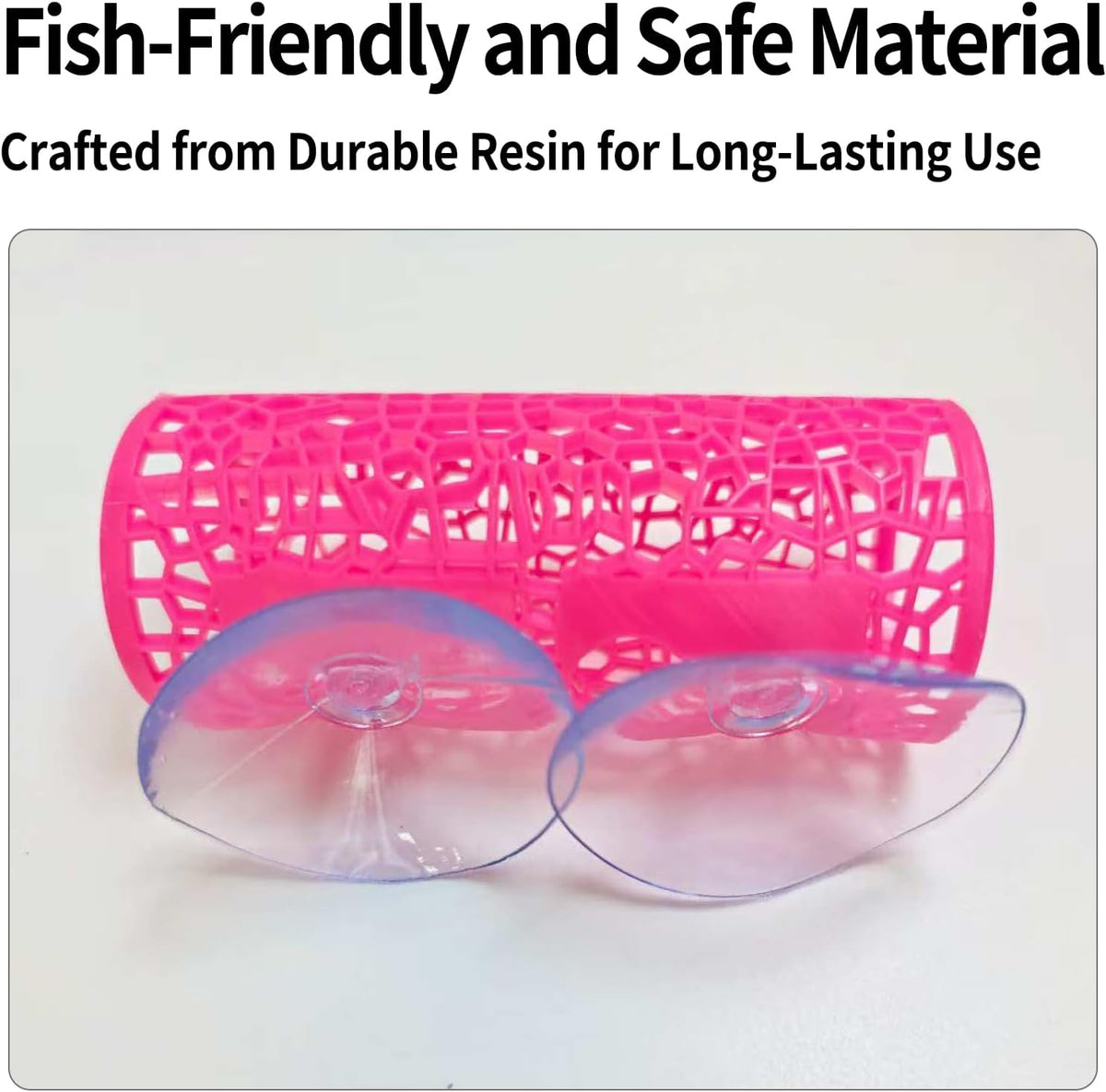 Betta Tunnel Hideout Pink Floating Fish Cave with Suction Cups Betta House for Play Rest and Breeding Aquarium Decor Small Fish Tank Safe Resin Betta Toys and Hide Shelter