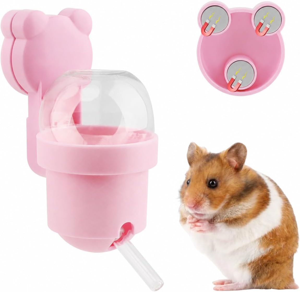 Magnetic Hamster Water Bottle, 3.7 oz Glass Small Pet Water Dispenser