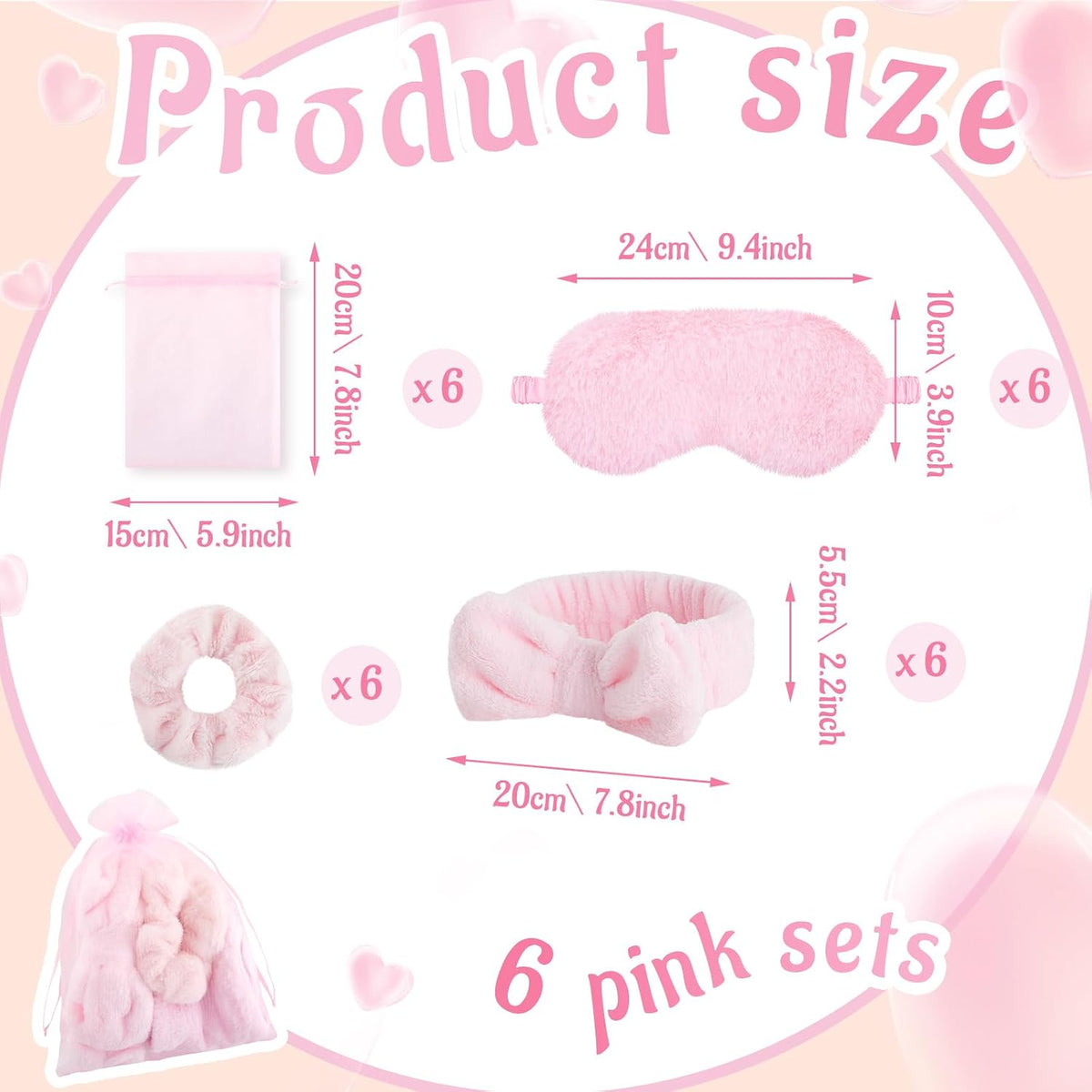 36 Pcs Sleepover Party Favor, Solid Color, Pink