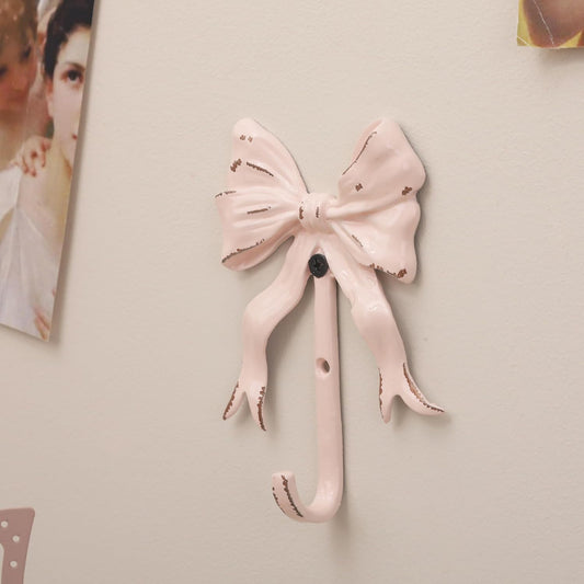 Pink Bow Metal Wall Hooks, Pack of 2 Decorative Wall Hanging Hooks