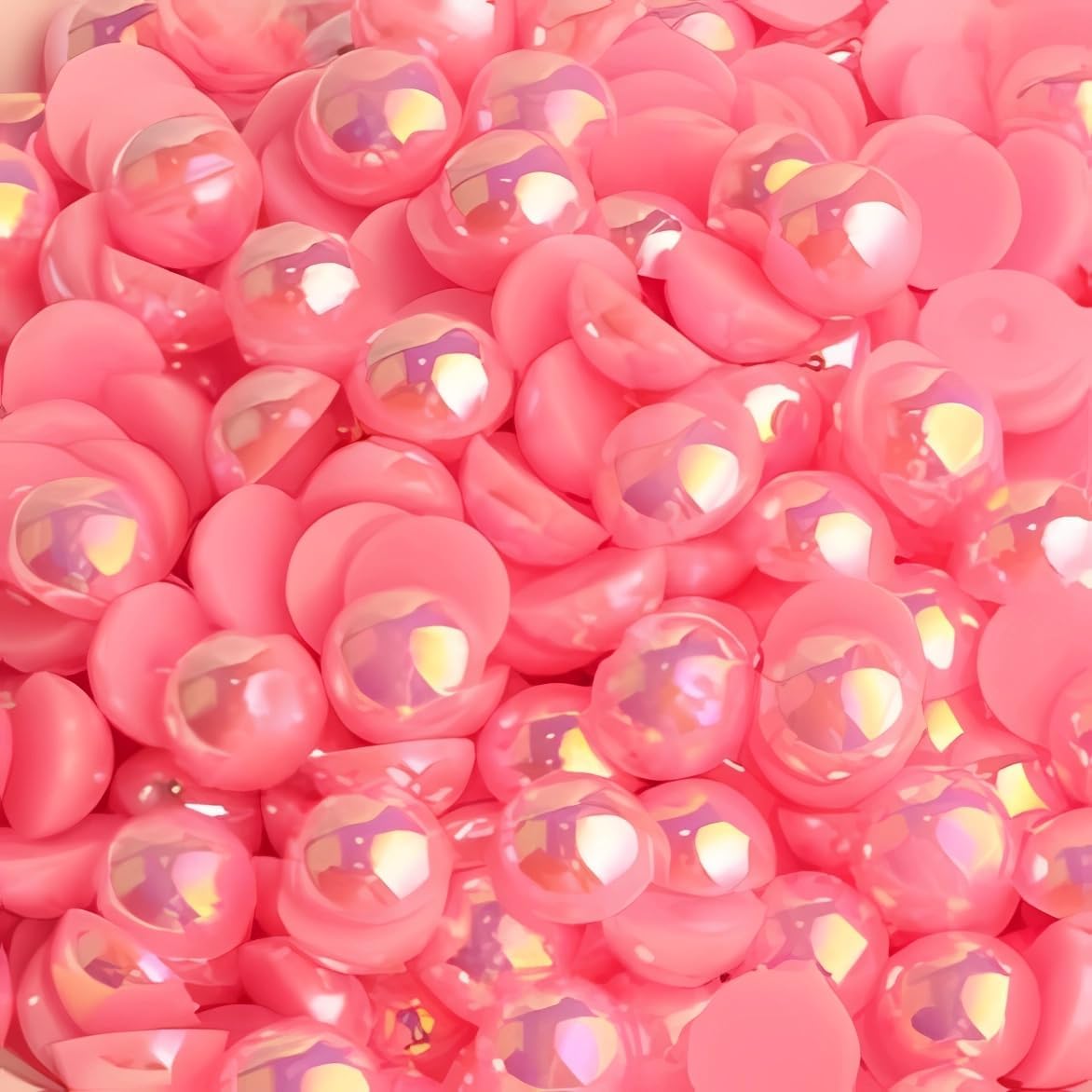 1500 Pcs AB Half Pearls for Crafting, Mixed Sizes 3/4/5/6/8/10mm Flatback Pearl Beads for Crafts, Gems for Nail Art Making, Shoes Clothes Embellishments (A31 Peach Red AB)