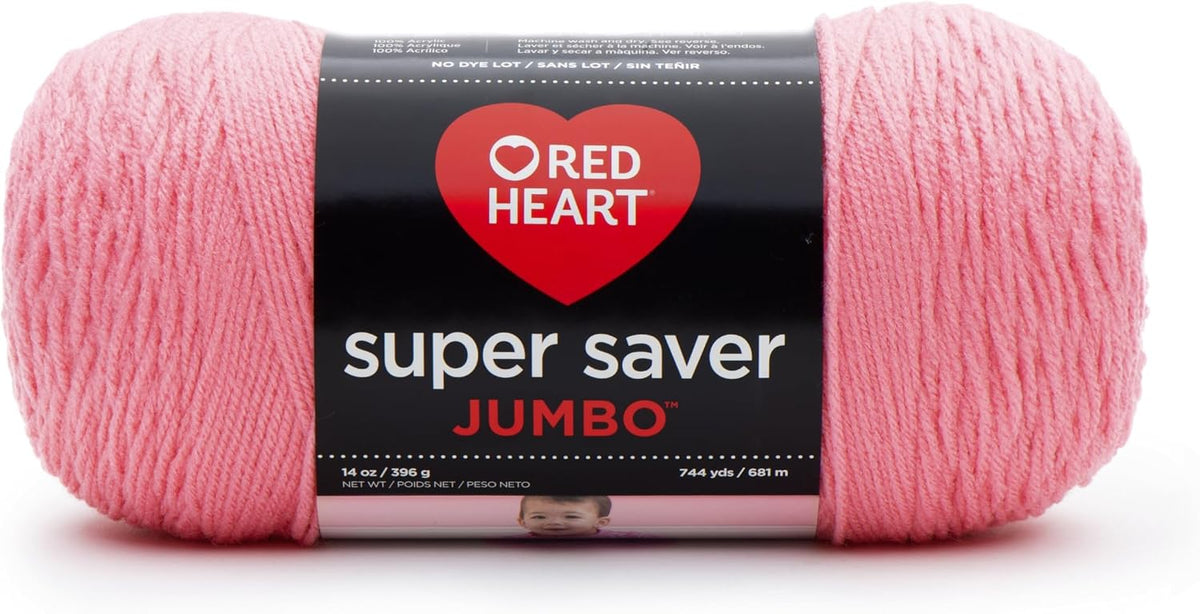 E302 Super Saver Jumbo Yarn, Perfect Pink, 10.5 x 5 x 5
