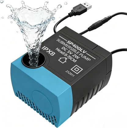 SP-400LV Submersible Pump, USB Replacement Pump for Pet Fountains, Quiet Low Voltage, Safe & Easy to Clean,Compatible with Ceramic, Butterfly,Stainless Steel and 360 Dog & Cat Water Dispensers