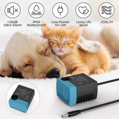 SP-400LV Submersible Pump, USB Replacement Pump for Pet Fountains, Quiet Low Voltage, Safe & Easy to Clean,Compatible with Ceramic, Butterfly,Stainless Steel and 360 Dog & Cat Water Dispensers
