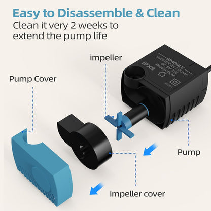 SP-400LV Submersible Pump, USB Replacement Pump for Pet Fountains, Quiet Low Voltage, Safe & Easy to Clean,Compatible with Ceramic, Butterfly,Stainless Steel and 360 Dog & Cat Water Dispensers