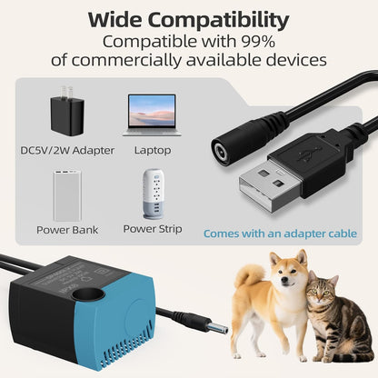 SP-400LV Submersible Pump, USB Replacement Pump for Pet Fountains, Quiet Low Voltage, Safe & Easy to Clean,Compatible with Ceramic, Butterfly,Stainless Steel and 360 Dog & Cat Water Dispensers