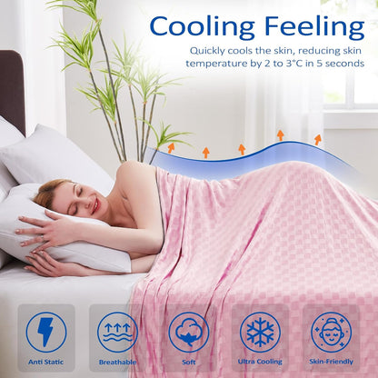 Topcee Cooling Blanket, Summer Cooling Blankets for Hot Sleepers, Arc-Chill Q-Max>0.5 Cool Fiber, Oeko-TEX 100% Certified, Soft, Breathable, Double-Side Bed Throw,Keep Cool for Adults Kids 90"x108"
