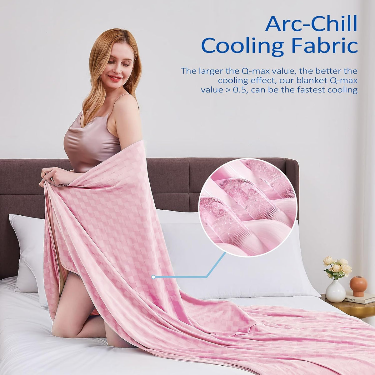 Topcee Cooling Blanket, Summer Cooling Blankets for Hot Sleepers, Arc-Chill Q-Max>0.5 Cool Fiber, Oeko-TEX 100% Certified, Soft, Breathable, Double-Side Bed Throw,Keep Cool for Adults Kids 90"x108"