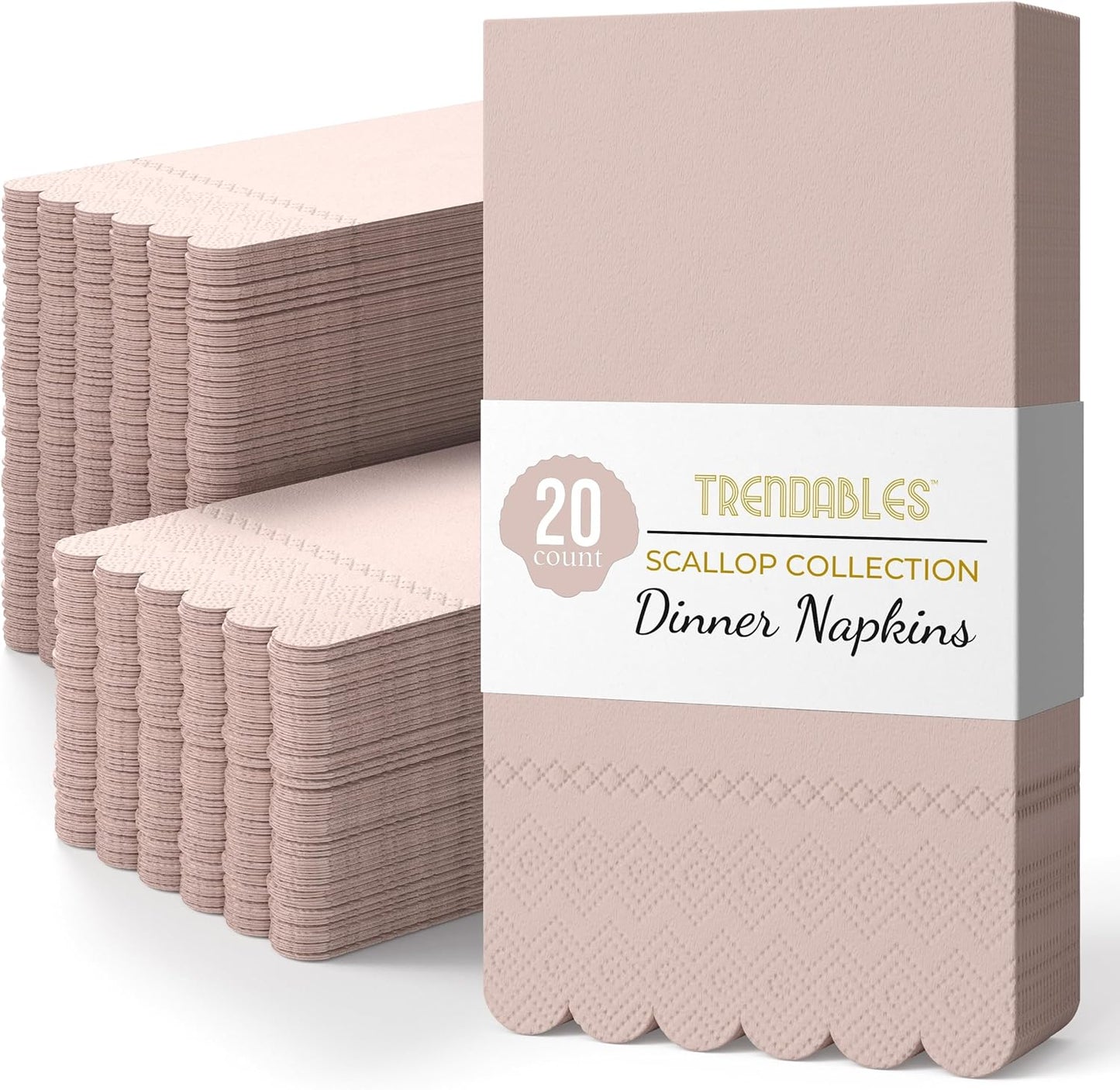 Peach Scalloped Napkins Disposable 20 Pcs 3-Ply Peach Scalloped Dinner Napkins Disposable Decorative for Dinners & Parties, Paper Guest Towels for Bathroom & Party Supplies