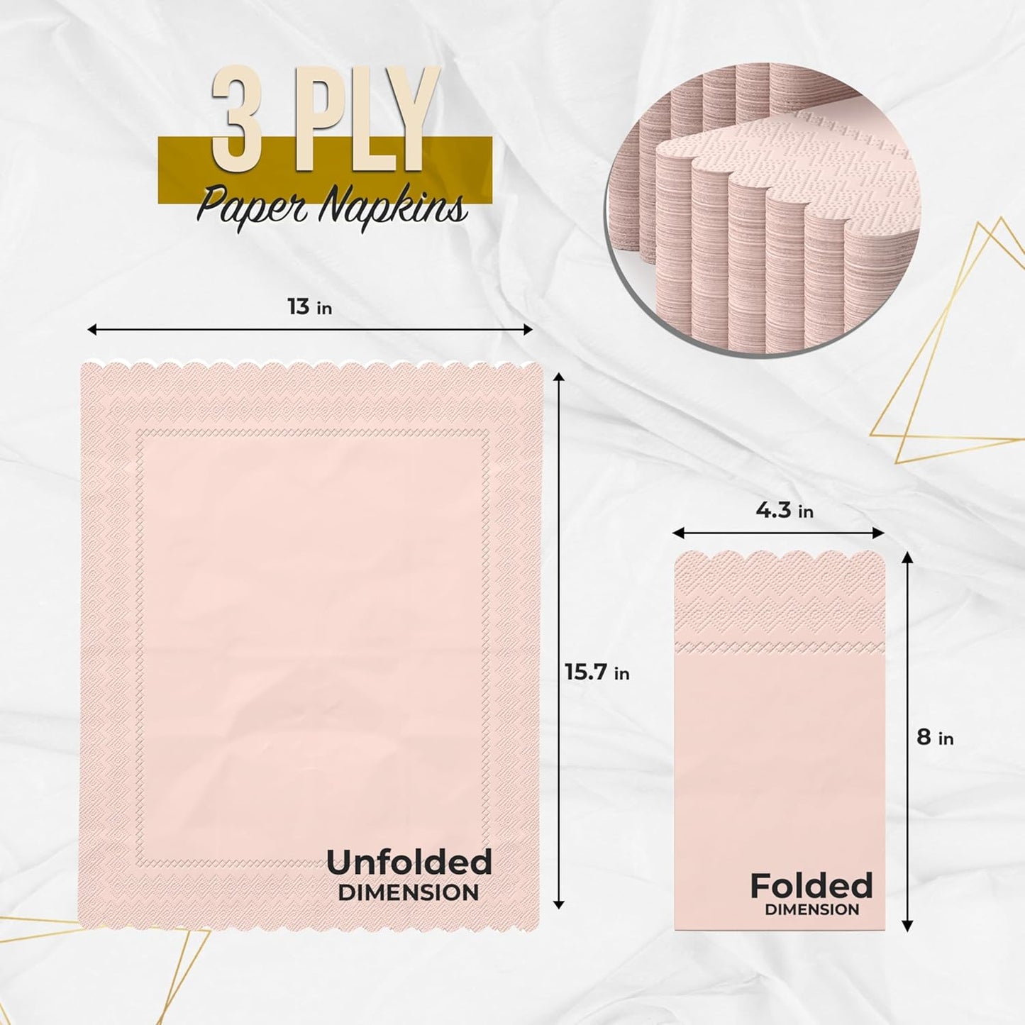 Peach Scalloped Napkins Disposable 20 Pcs 3-Ply Peach Scalloped Dinner Napkins Disposable Decorative for Dinners & Parties, Paper Guest Towels for Bathroom & Party Supplies