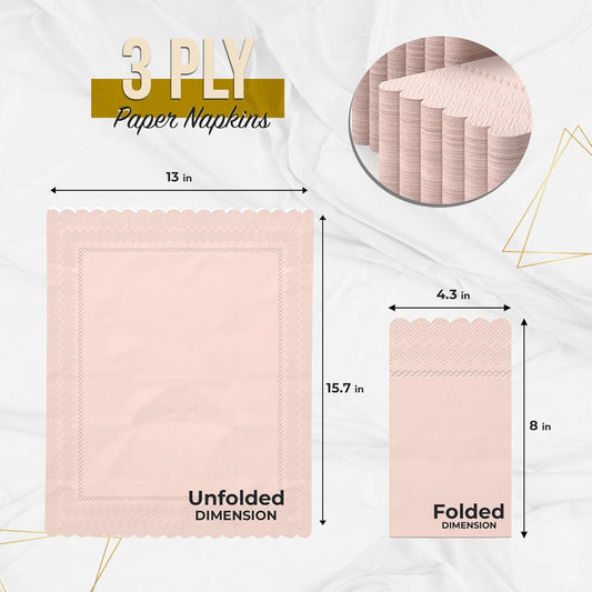 Peach Scalloped Napkins Disposable 20 Pcs 3-Ply Peach Scalloped Dinner Napkins Disposable Decorative for Dinners & Parties, Paper Guest Towels for Bathroom & Party Supplies