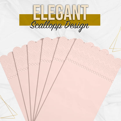 Peach Scalloped Napkins Disposable 20 Pcs 3-Ply Peach Scalloped Dinner Napkins Disposable Decorative for Dinners & Parties, Paper Guest Towels for Bathroom & Party Supplies