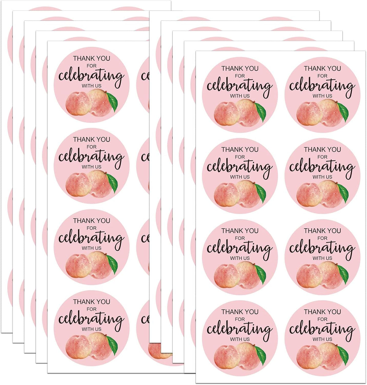 Peach Thank You Stickers 2 Inch 120Pcs Party Favor Labels