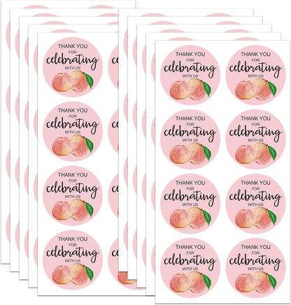 Peach Thank You Stickers 2 Inch 120Pcs Party Favor Labels