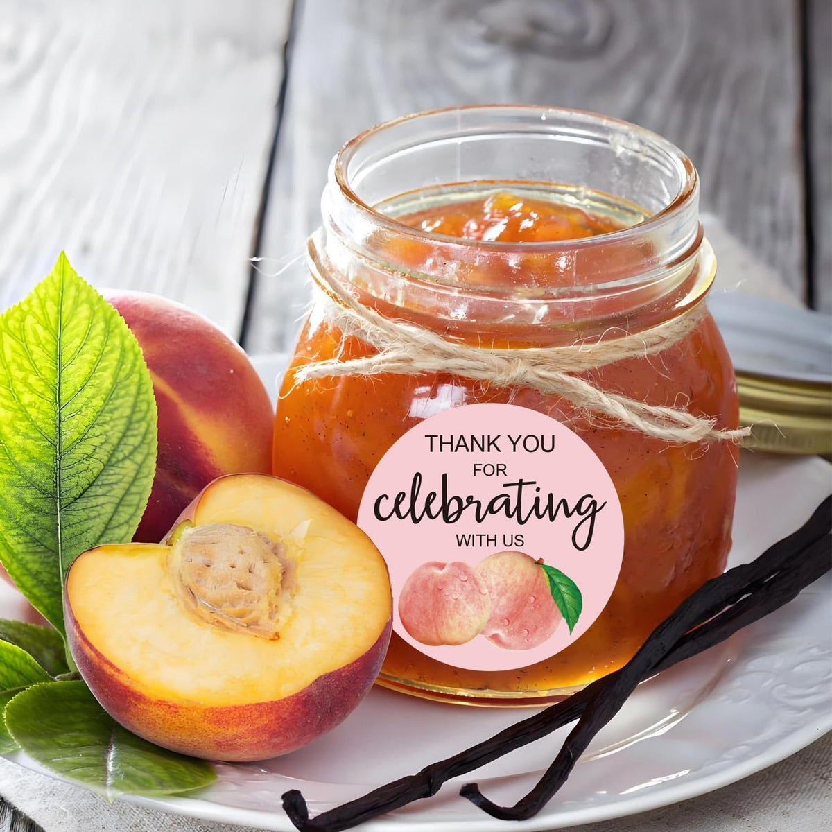 Peach Thank You Stickers 2 Inch 120Pcs Party Favor Labels